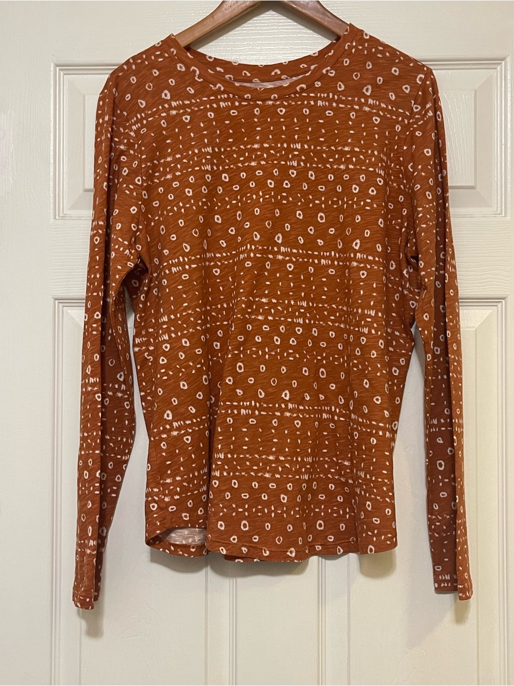 Sonoma Burnt Orange Long-Sleeve Patterned Top - Picture 2 of 2